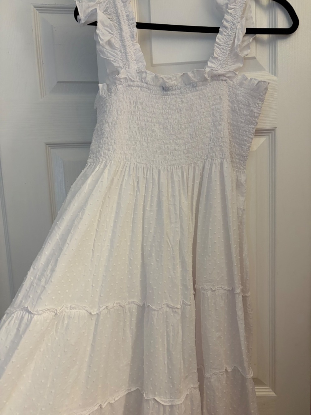 Hill House Ellie Nap Dress XL White Smocked Midi Ruffle Sleeve - Picture 3 of 3